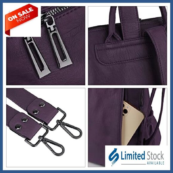 Vegan Leather Convertible Backpack Purse with Tassel, Laptop & Travel Ready